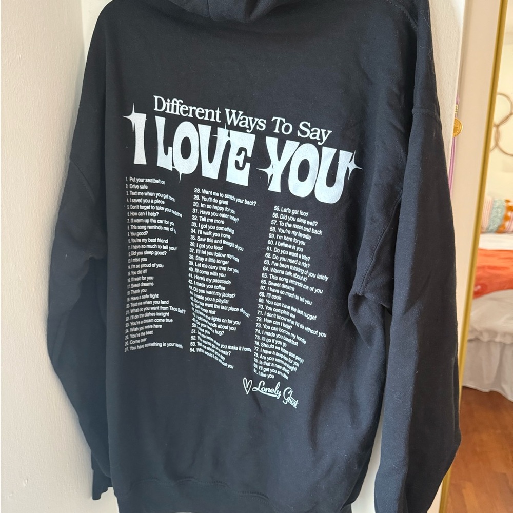 LONELY GHOST Black Graphic Hoodie with White Walk Print - Picture 5 of 6